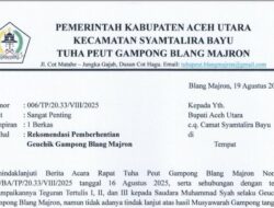 Tuha Peut Blang Majron Keluarkan Rekomendasi Pemberhentian Geuchik